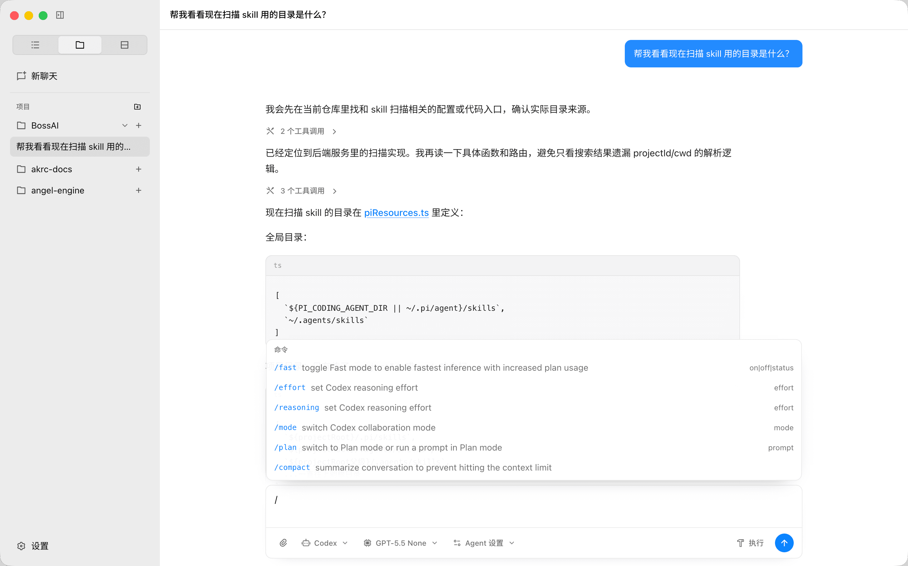 Project chat screenshot